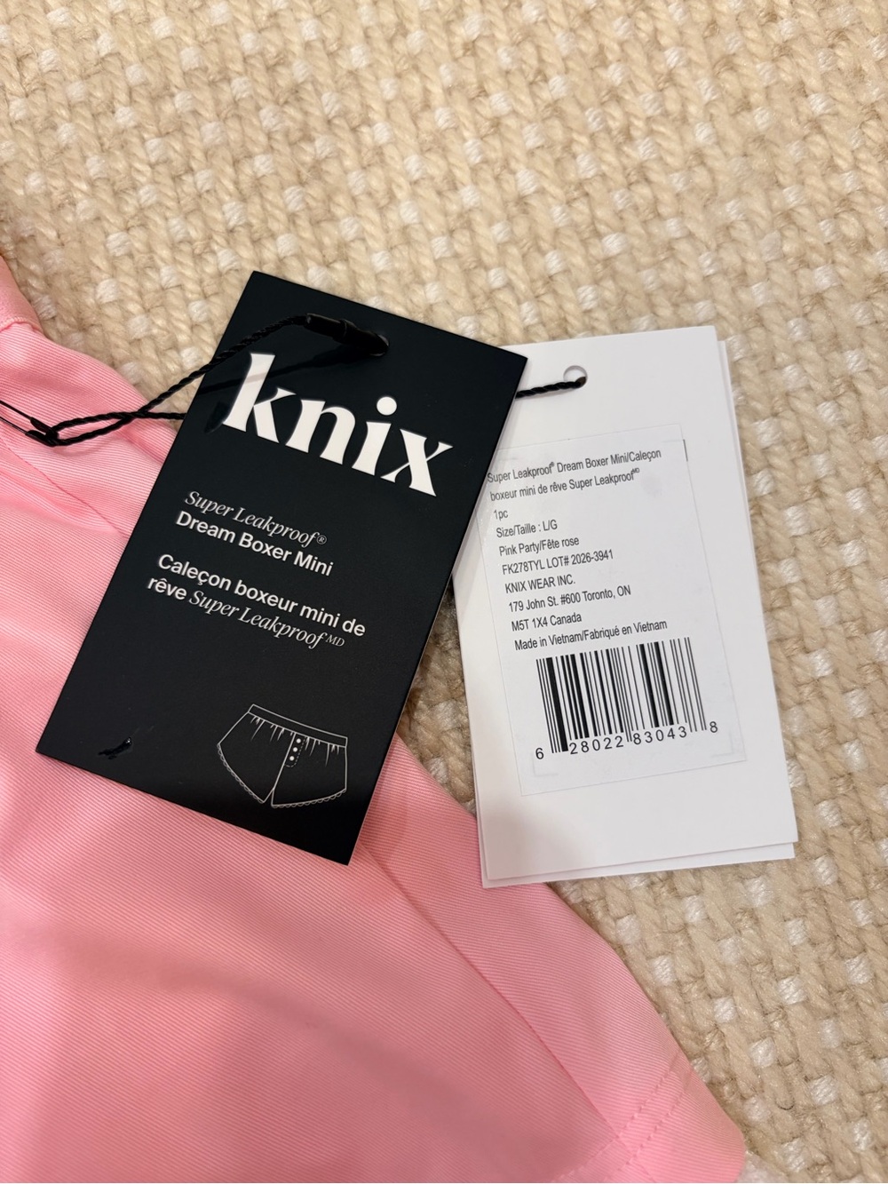Knix Super Leakproof Mini Dream Boxer in Pink Party - Large - Picture 3 of 5